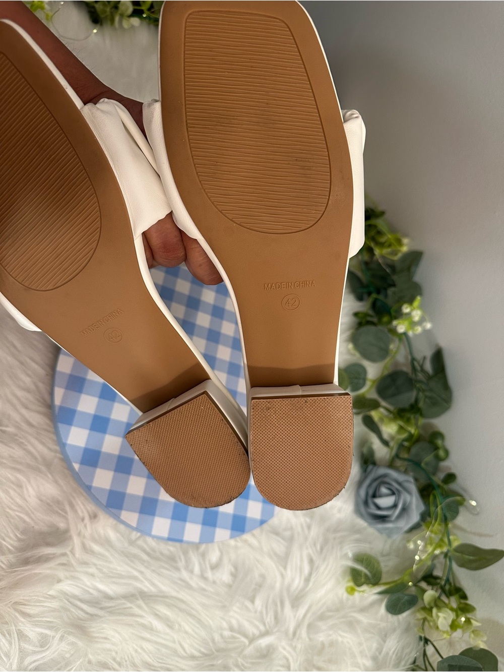 Amazon Cream Ruched Slide Mules - Picture 3 of 3